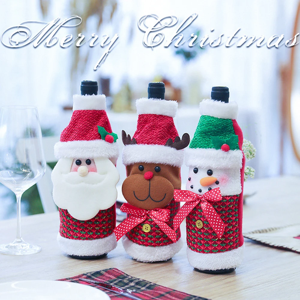 44 стиля рождественские Чехлы для бутылок с красным вином украшения дома сумки