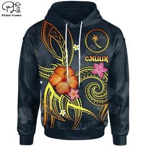Ух девушка 3dprint Племенной Чуук полинезийская тропические цветы гибискуса татуировки Харадзюку уличная одежда забавные унисекс пуловер Hoodies-c40