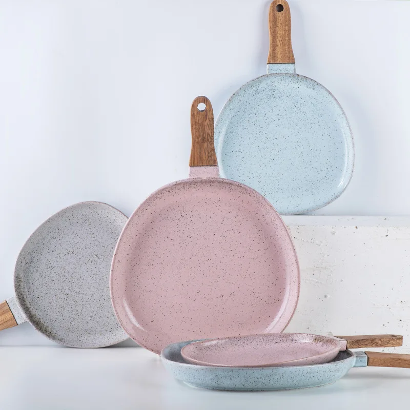 Ретро деревянная ручка круглая керамическая обеденная тарелка неправильная