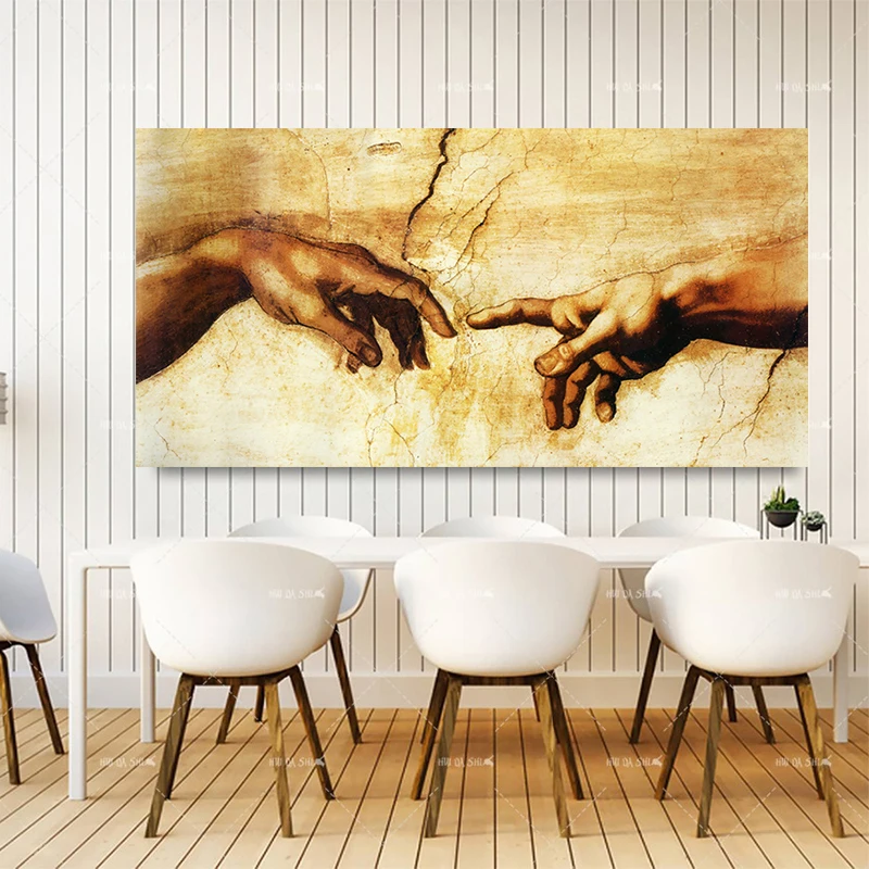 Создание Adam Hand of god religion Холст Картина знаменитая картина копия микеланжело Сикстинская Часовня фрески на стену искусство