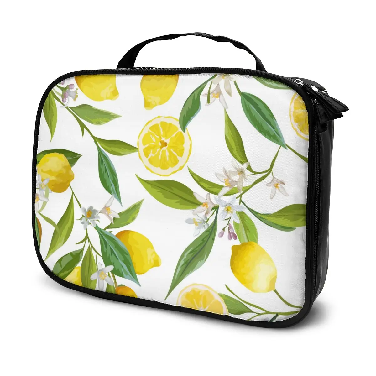 

Women Cosmetic Bag Fruits Lemon Floral Pattern Multifunction Travel Makeup Bag Grooming Kit Girl Toiletries Organizer Case
