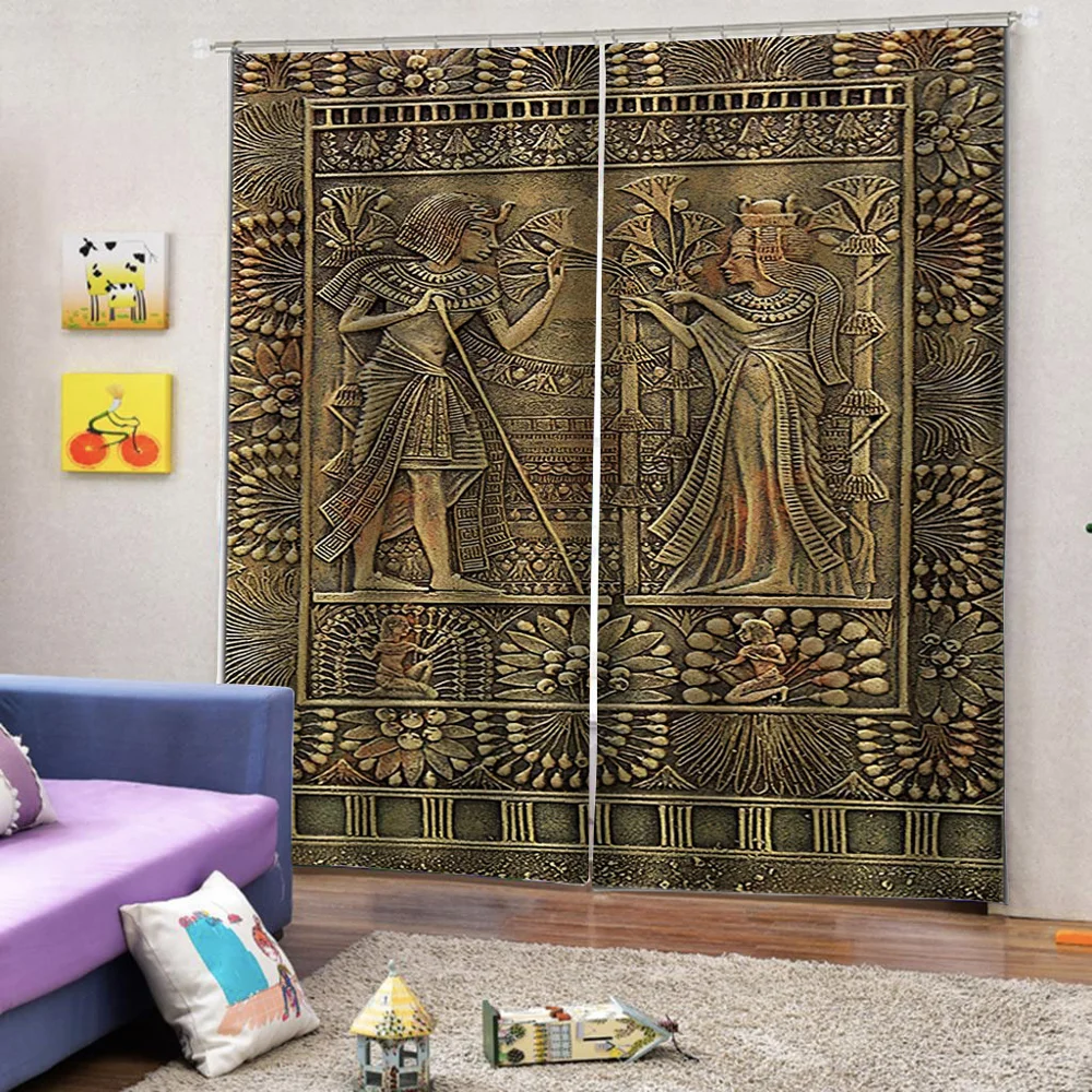 

Modern Printing Blackout Curtains Retro Bronze Cortains Drapes For Living Room Bedroom Hotel Office Home Decor