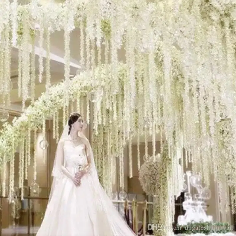 preço Elegante Branco Artificial De Seda Flor Wisteria Videira Rattan Para O Casamento Centerpieces Decorações Buquê Guirlanda Decoração Para Casa