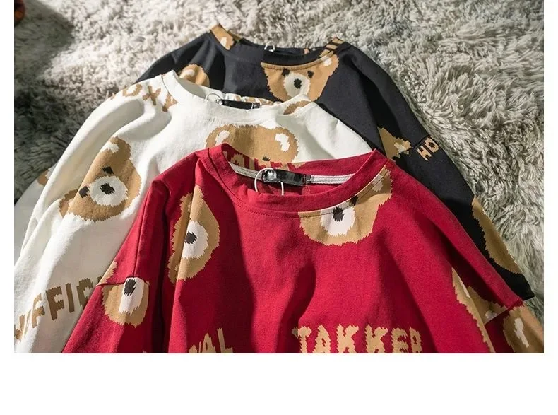 

Men's and women's Oversize T-Shirt Streetwear Bear Painting Print T Shirt 2021 Summer Short Sleeve Tshirt 100%Cotton Top S-5xl