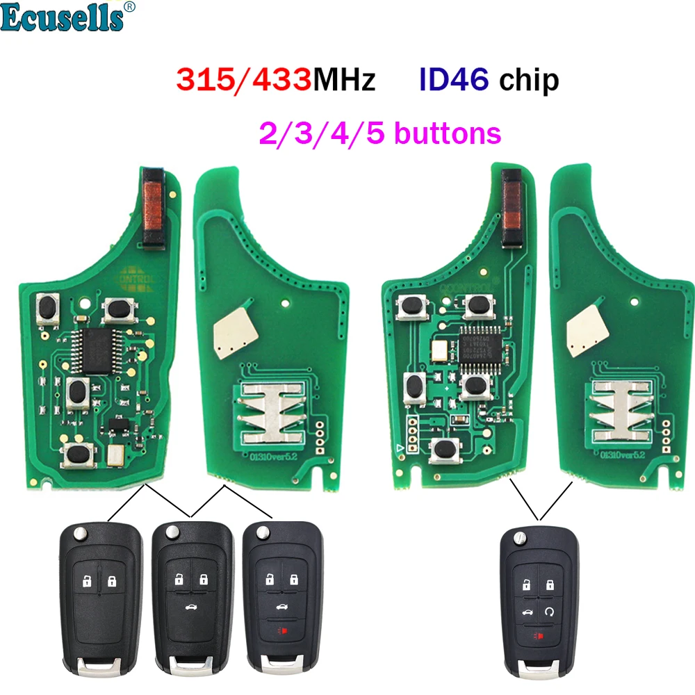 

2/3/4/5 Buttons Remote Key Board 315mhz 433mhz ID46 Chip for Chevrolet Cruze Aveo Opel Adam Astra J Buick LaCrosse Encore Allure