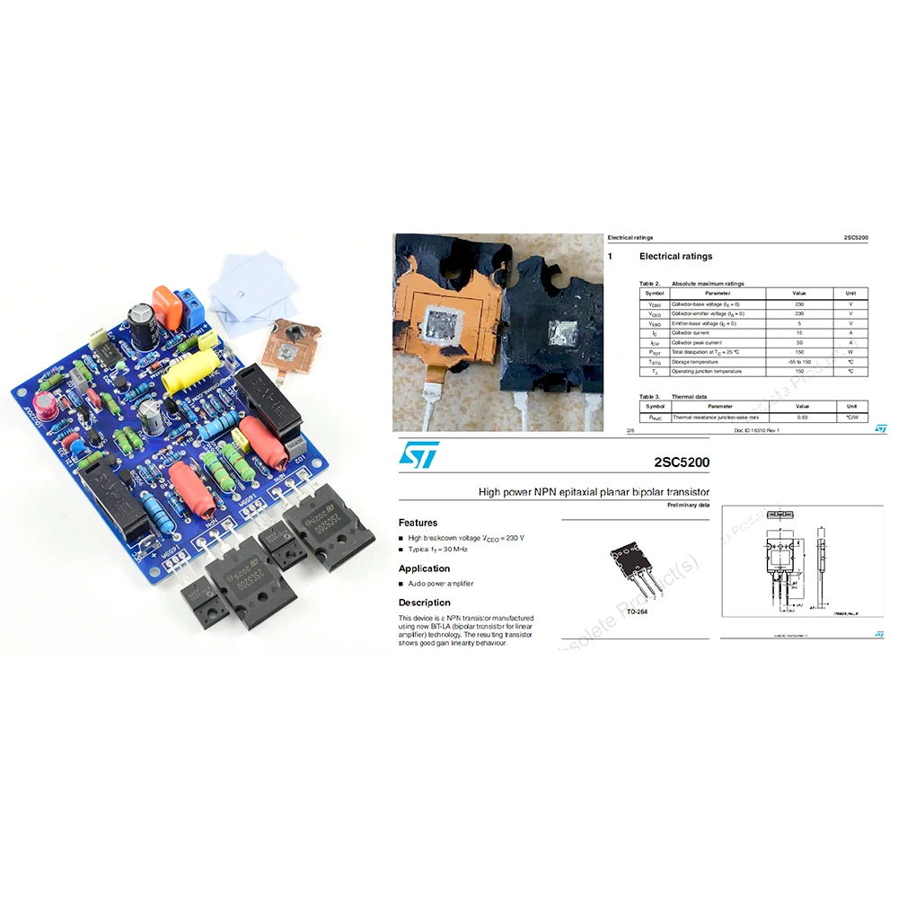 One Pair 2 Channel Dual Channels QUAD405 2SC5200 230V15A 100W+100W DIY KITS Finished Audio Power Amplifier Board Assembled board |