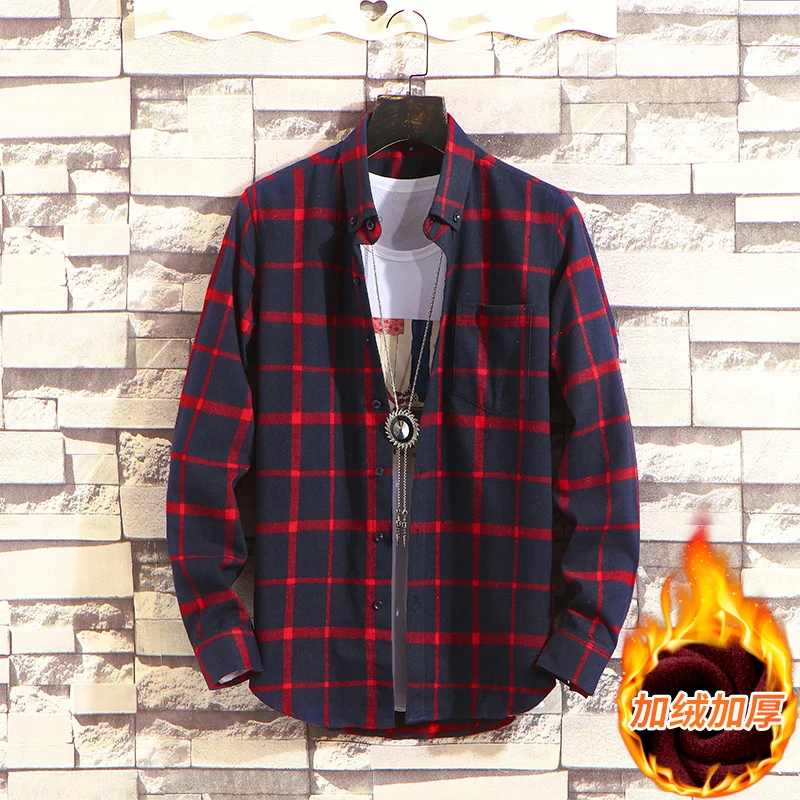 Мужская Фланелевая рубашка в клетку теплая Рабочая Рубашка с длинным рукавом