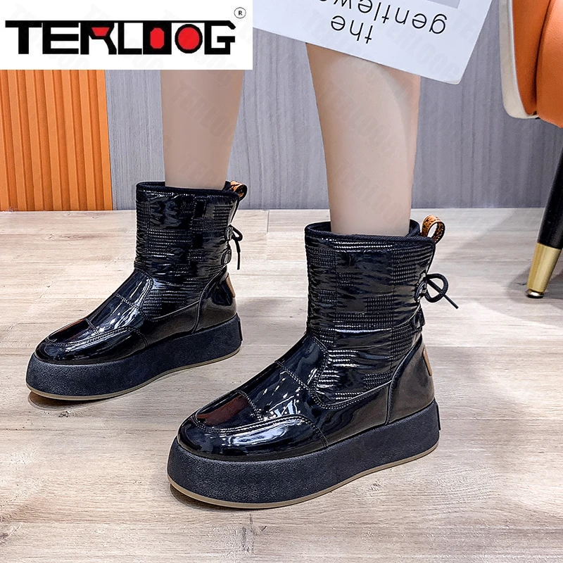 

2022 New Winter Platform Warm Fur Flats Snow Boots Fashion Ankle Boots Short Plush Thick-soled Casual Shoes Designer Women Shoes