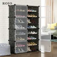 Modular Shoe Rack Stackable DIY Closet Organizer Easy Assembly Shoes Storage Box Space-saving Dustproof Shoe Cabinet with door