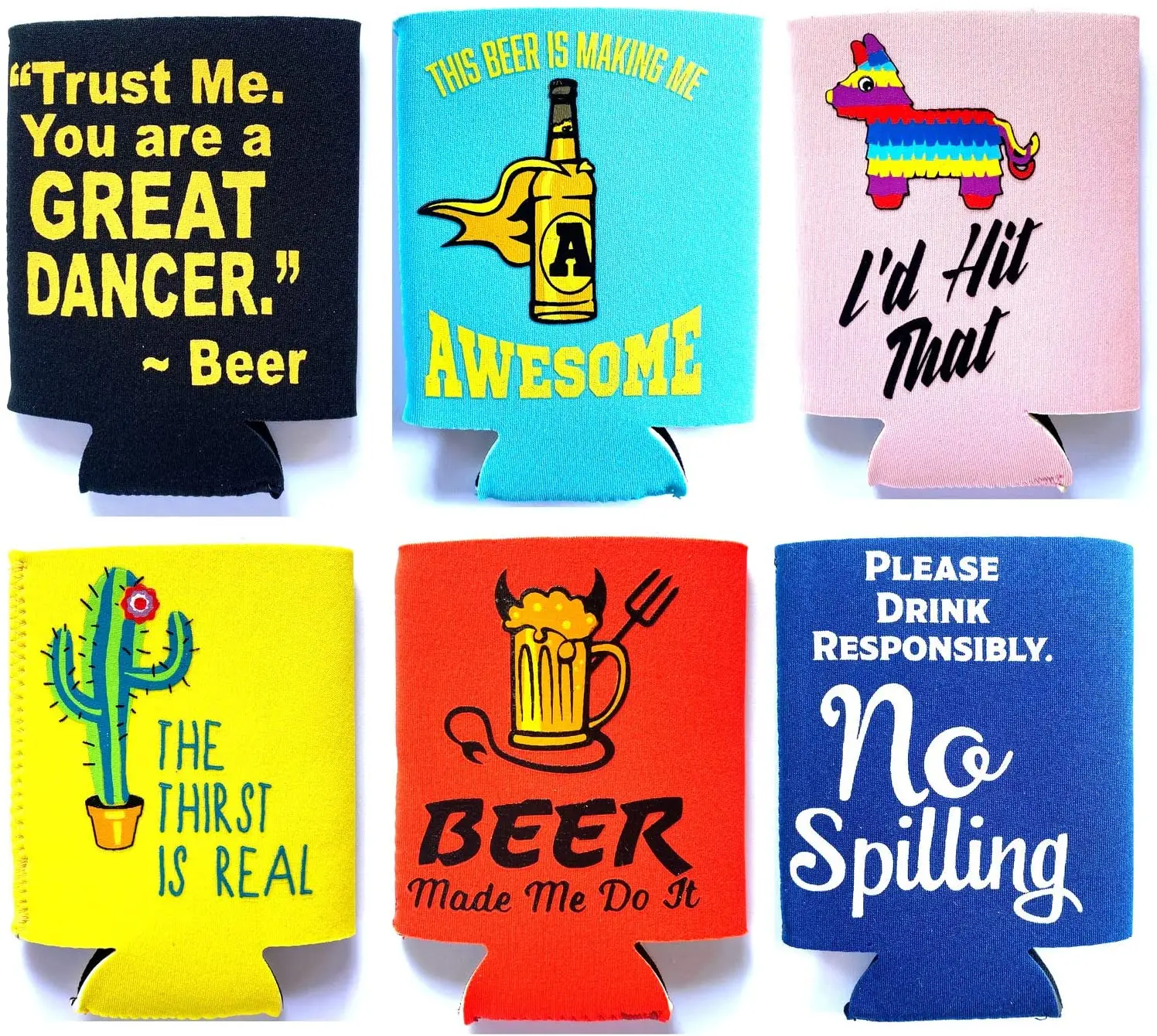 Beer Can Sleeves Beer Can Coolers Neoprene Drink Cooler Sleeves for Cans and Bottles, Fashion Styles