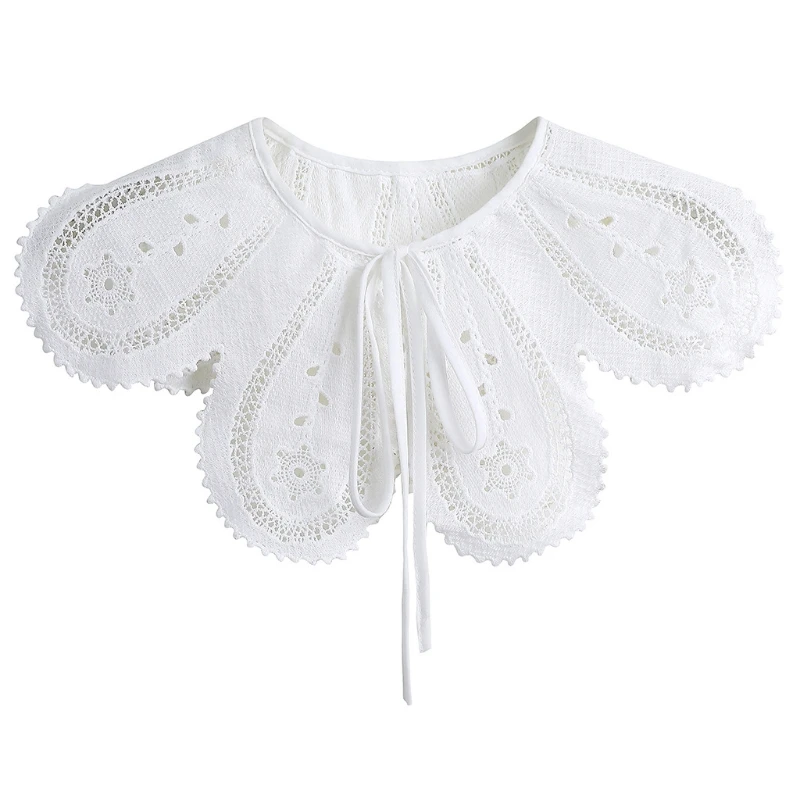 

Fashion Women Lace False Collar Hollowed Pattern Embroidered Fake Collar Tie Summer Accessories Exquisite Decoration 094B