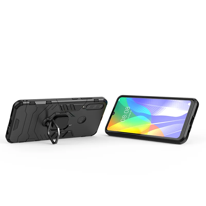 Флип чехол для Huawei Y6p защитный из поликарбоната с кольцом держателем подставкой
