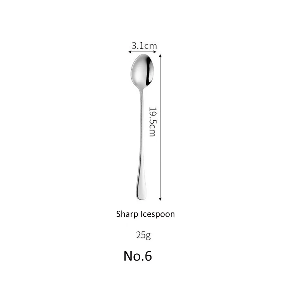 NO.6 Sharp Spoon Столовые приборы набор столовых приборов класса люкс из нержавеющей стали столовая вилка и нож столовая ложка столовая посуда набор услуг западные столовые инструменты 1 шт - Цвет: NO.6 Sharp Spoon