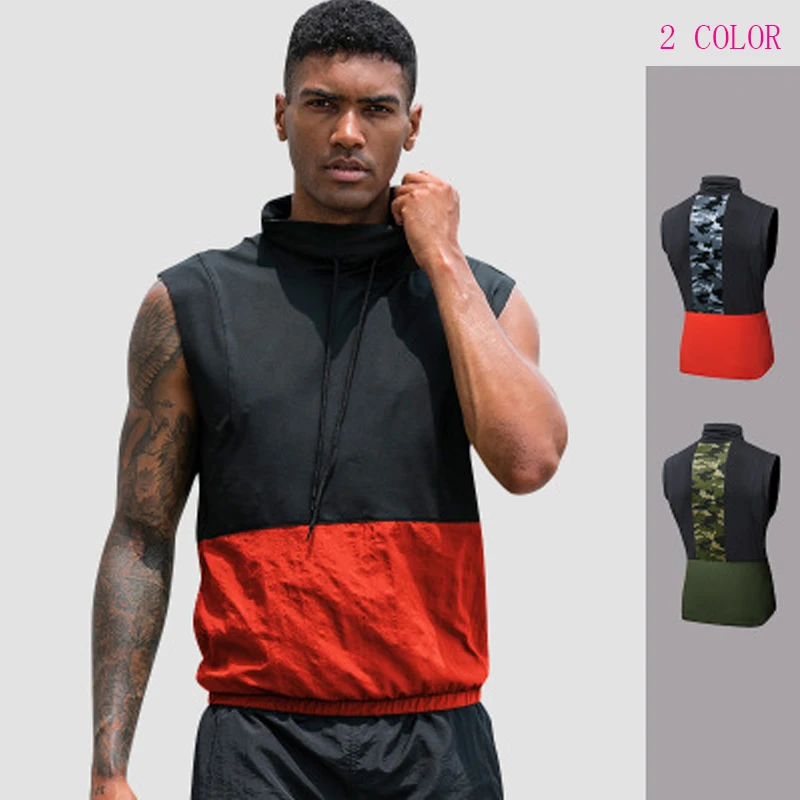 Men Sleeveless Shirt Fitness Workout Top Bodybuilding Training Clothes Camouflage Color Matching Quick-drying T-Shirt Sportswear