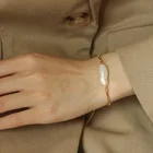 Цепочка не выцветает Латунное вакуумное покрытие простой Французский Ретро барочный браслет из натурального жемчуга женский
