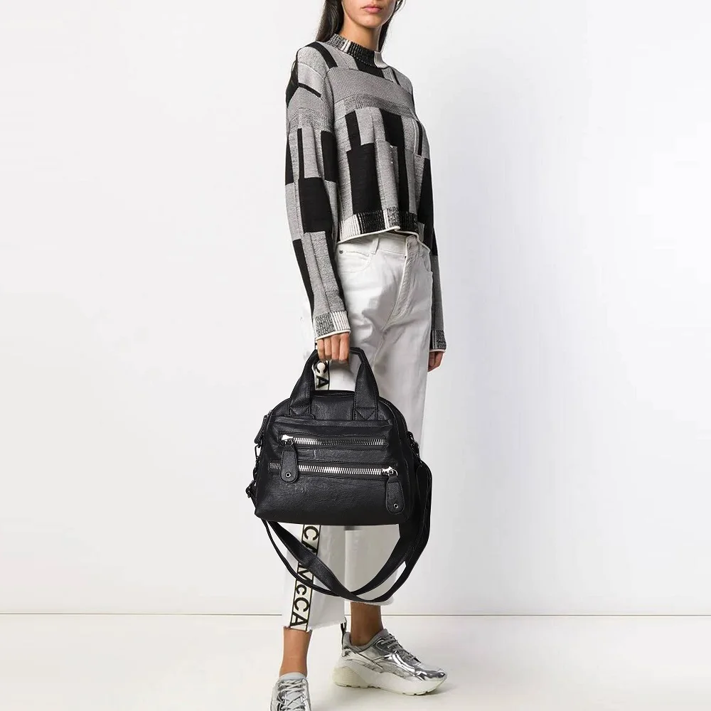 Экологичная моющаяся женская сумка из искусственной кожи вместительная