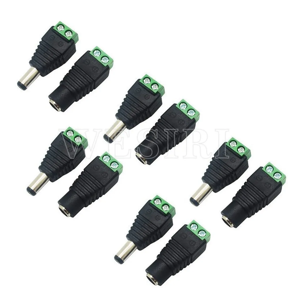 5 шт. Женский и Штекерный соединитель постоянного тока 2 1*5 адаптер кабеля для