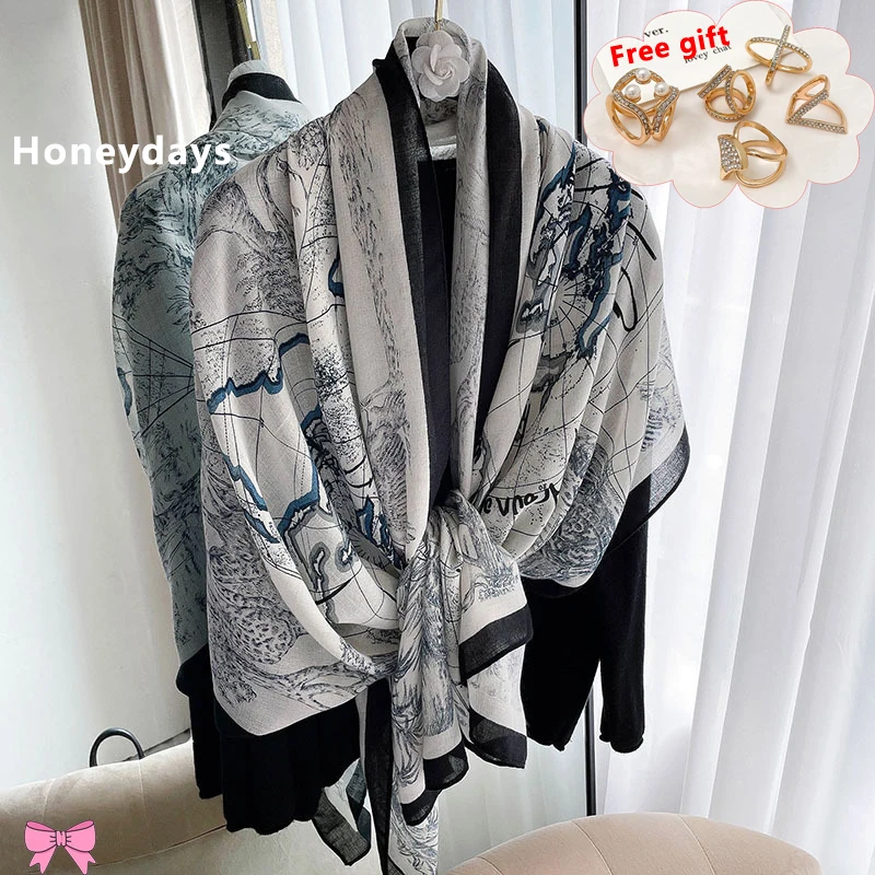 

Designer Vintage Animal Print Silk Scarf Long Melange Linen Scarfs Send Free Scarf Buckle Party Shawl Quality Bandana Wholesale