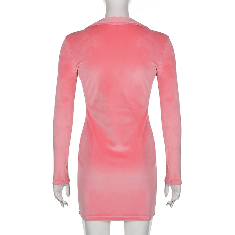 Новинка 2021 женская одежда однотонное розовое мягкое мини-платье с длинным