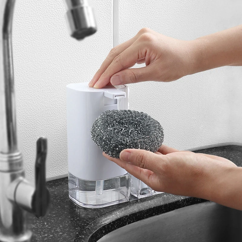 

Plastic Kitchen Sink Countertop Liquid Hand Soap Dispenser Pump Bottle Caddy with Storage Compartment - Holds and Stores