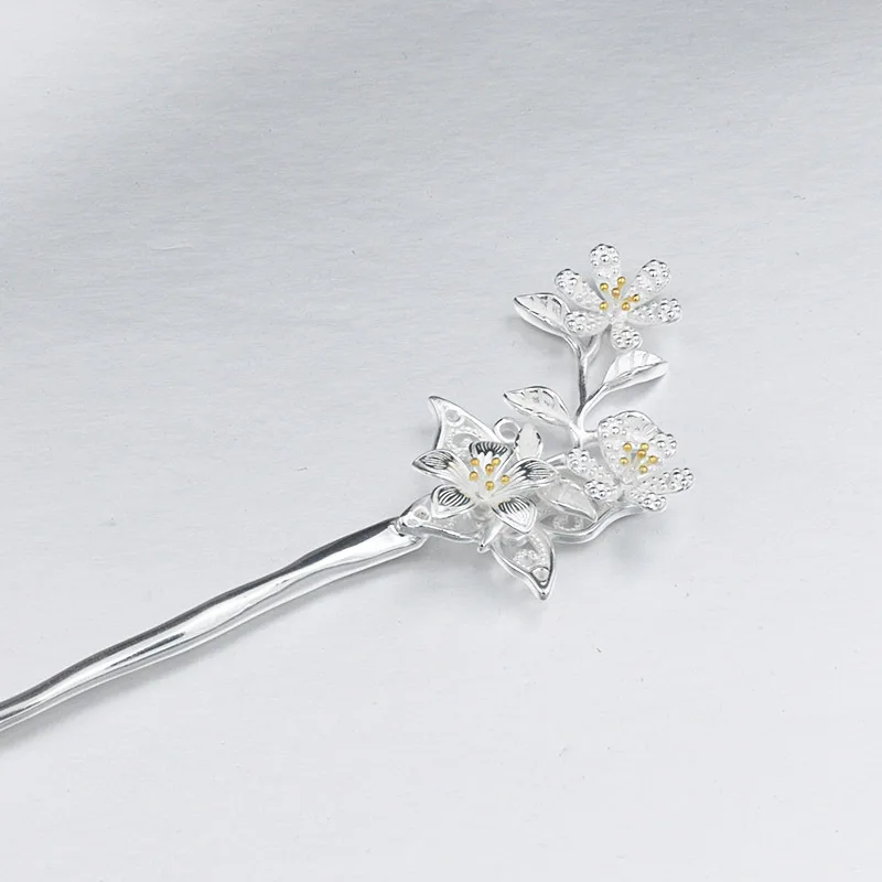 Палочка для волос из стерлингового серебра 925 пробы в национальном стиле Бабочка