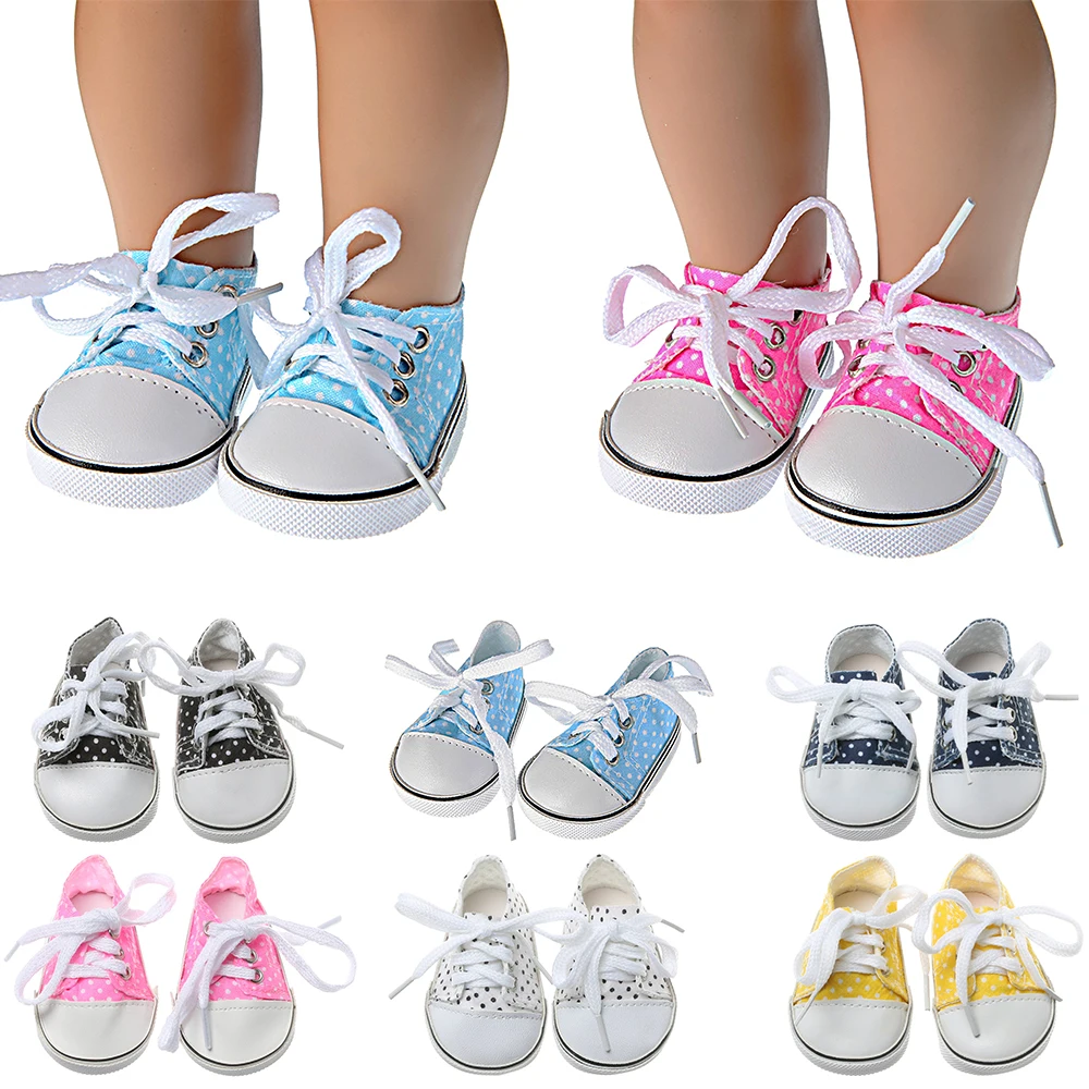 

Cute Doll Shoes 7cm Canvas Wave point Mini Shoes For 18 Inches Baby New Bron Dolls Toy Children Birthday Gifts