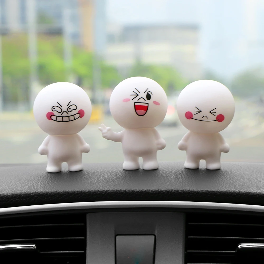 

Car Ornament Cartoon Doll Adornment Cute Expression Car Decoration Dashboard Auto Interior Decor Car Accessories For Gifts 7cm