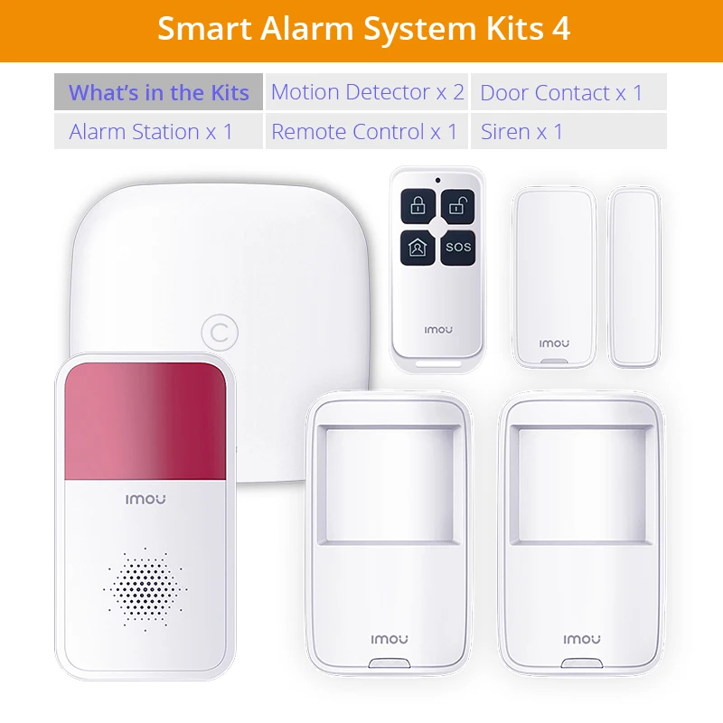Alarm System Kits4 Dahua Imou умная сигнализация с сигнализацией детектор движения дверной контакт сирена дистанционное управление Умный дом решение безопасности - Цвет: Alarm System Kits4