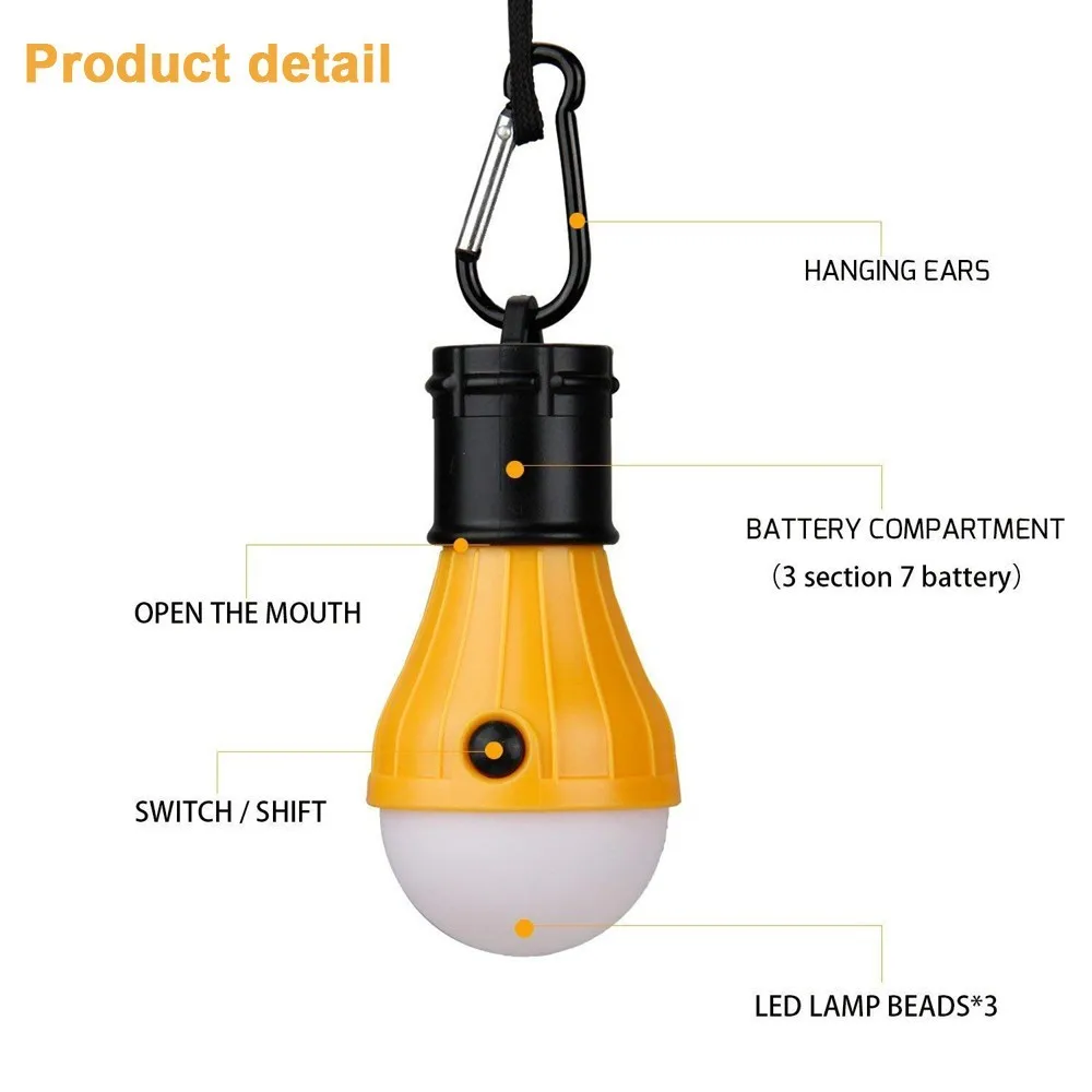 

2pcs Portable Lighting Lantern Tent Light LED Bulb Emergency Lamp Waterproof Hanging Hook Flashlight Camping Light Use 3*AAA