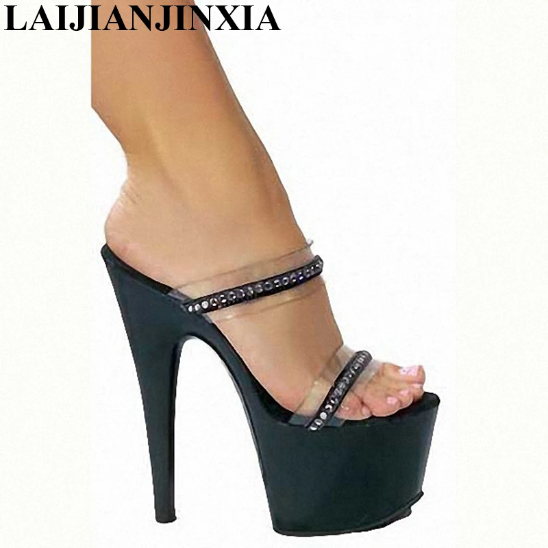 New Classics Black 17 CM Sexy Lady high heels Slippers professional joker lady shoes 7 cm Platform Dance Shoes