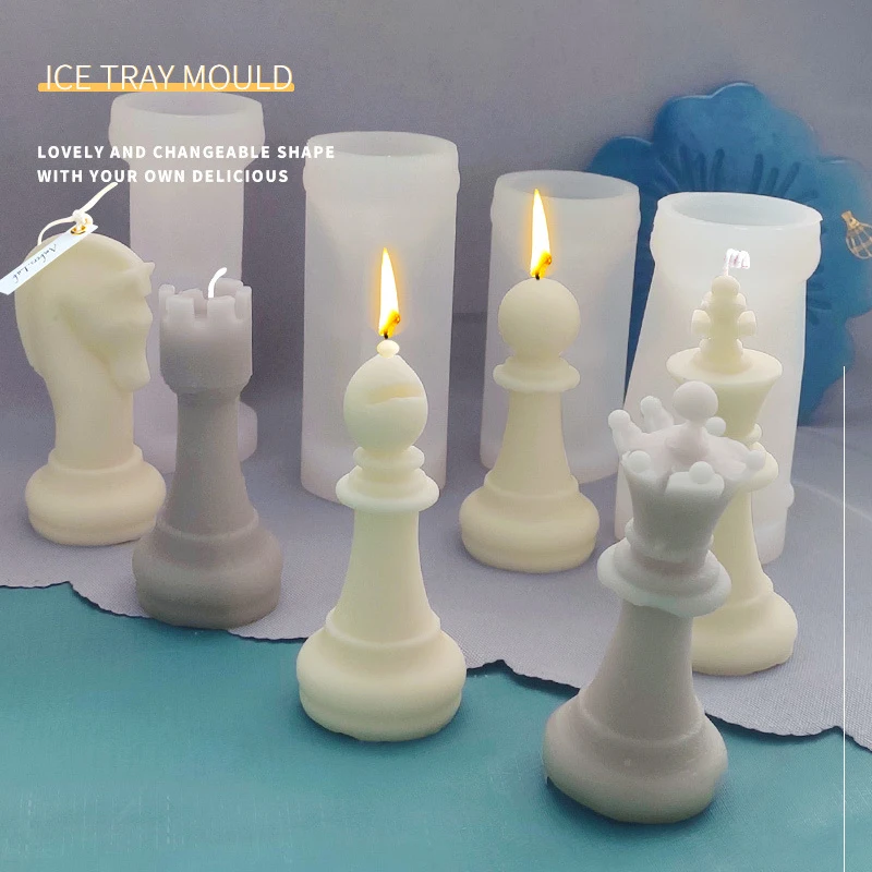 

3D Chess Candle Mold DIY Chess Piece Silicone Mould Handmade Aromatherapy Candle Mold Plaster Resin Mould Home Decorate Supplies