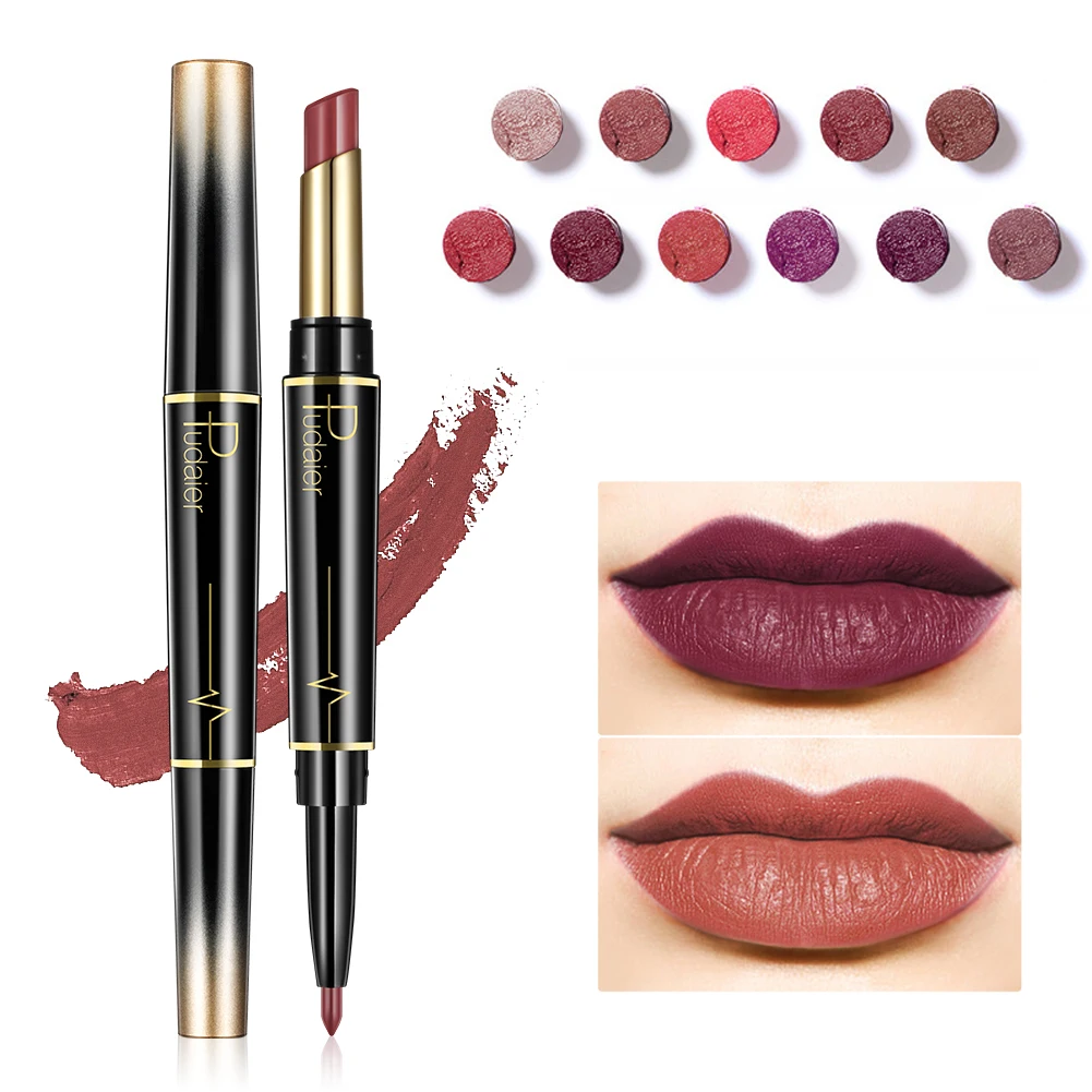 

Pudaier Sexy 16 colors 2 In 1 Dual end Lip Liner Pencil Waterproof Lasting Pigments Lipstick Matte Lipliner Pen maquillaje TSLM2