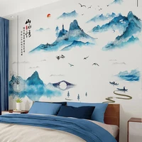 chinese style wall stickers bedroom decorative vinyl decals home accessories living room tiles wall panel door sticker wallpaper