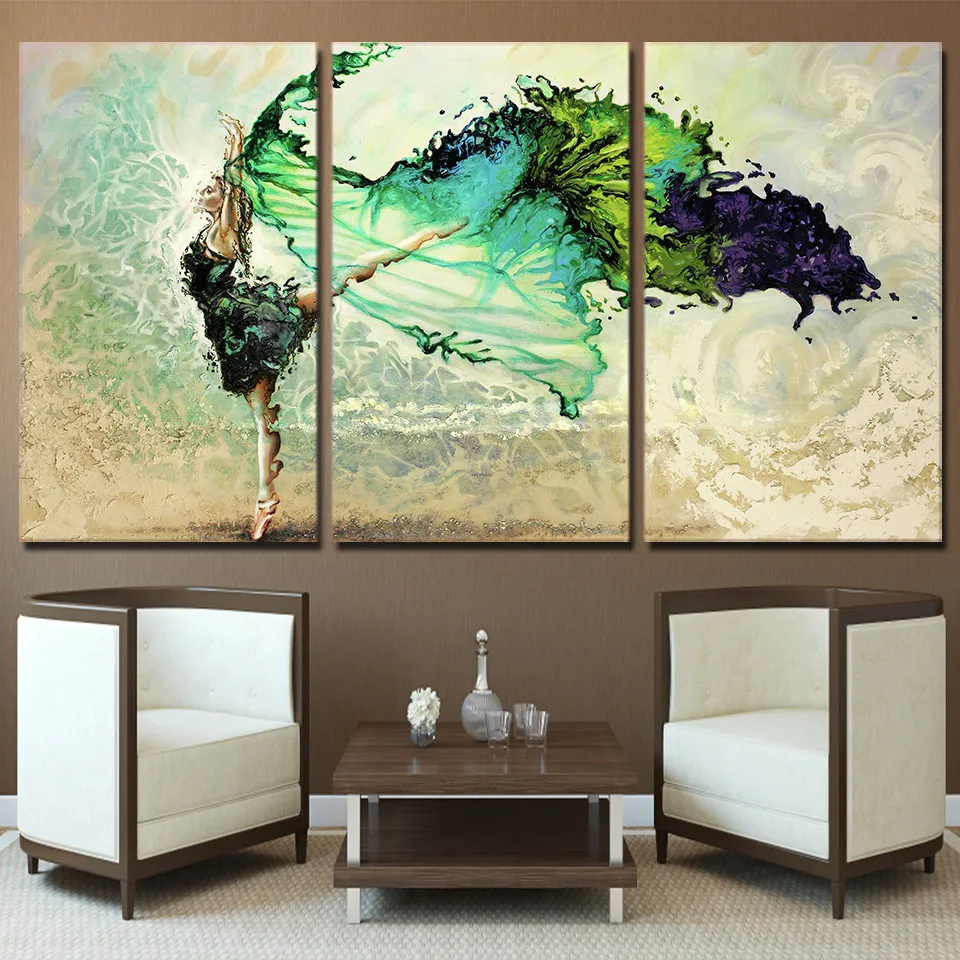 

3 Pieces Canvas Art Girl Dancing Canvas Painting Posters And Prints For Living Room Wall Decoration Paintings