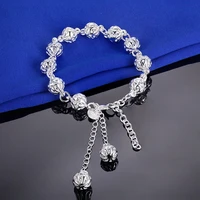charm 925 sterling silver bracelets for women elegant hollow ball chain fashion wedding party christmas gifts fine jewelry