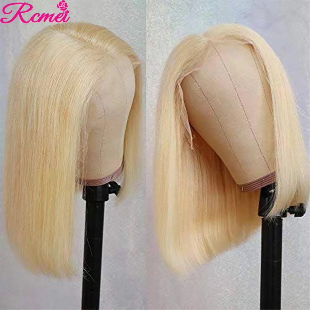 

613 Blonde Short Bob Wigs Lace Front Human Hair Wigs Pre Plucked With Baby Hair Brazilian Straight Remy Hair Lace Bob Wig