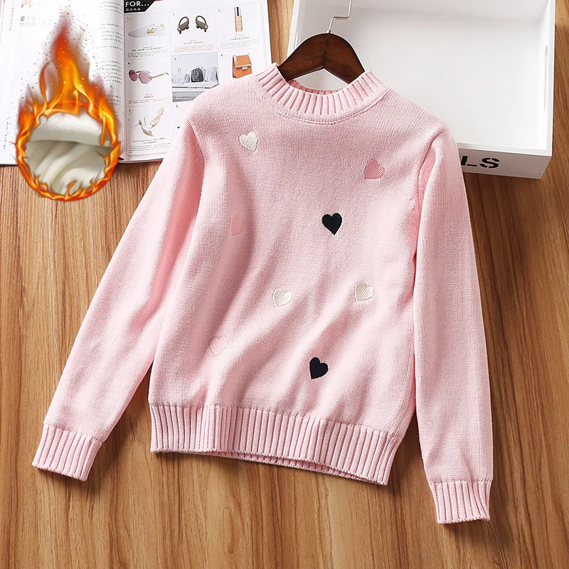 Плотный свитер для девочек зимняя одежда теплый весенний вязаный с длинными