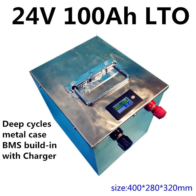 

pantalla LCD de alta calidad, caja de metal de ciclos largos, bateria LTO de 24V 100Ah con BMS fuerte para sistemasolar