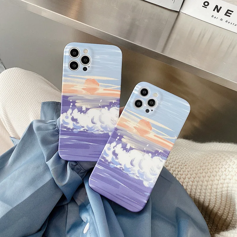 

Suitable for sunrise oil painting style Apple 12 phone case suitable for iPhone11proMAX soft silicone XS lens all-inclusive