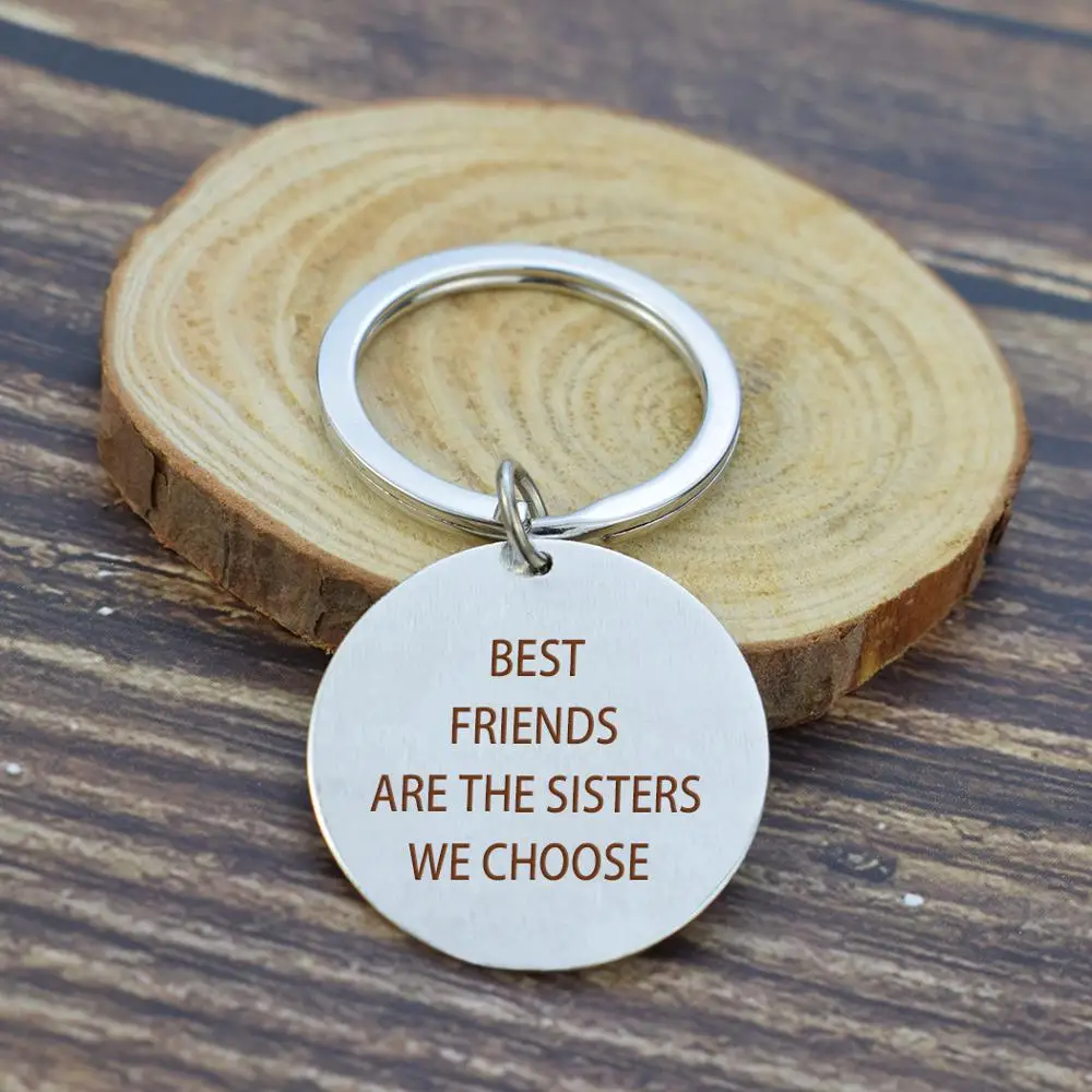 

Simple Design Metal Keychain Engraved Words Best Friends Are the sisters We Choose Soul Sister Keyrings for Friends Gifts