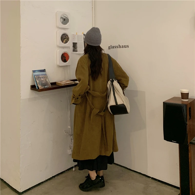

Fashion Brand New Women Trench Coat Long Double-Breasted Belt Brown Lady Clothes Autumn Spring Outerwear Oversize Quality