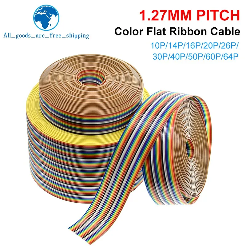 1 метр 10P/12P/14P/16P/20P/26P/34P/40P/50P 27 мм плоский ленточный кабель Rainbow DuPont Wire для FC разъем
