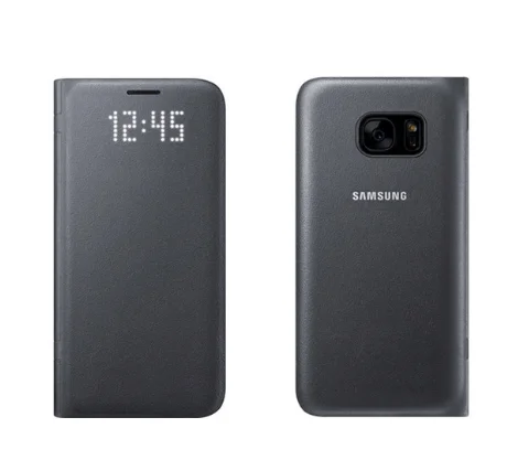 Для samsung s7 G930f чехол кожаный чехол светодиодный умный защитный чехол для сна мобильный флип-чехол - Цвет: Black