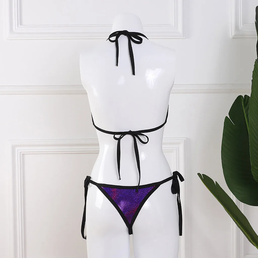 Women Two Piece sexy solid color Sets Plus Size Beachwear Swimsuit Bikini Bather Bathing Suit Swim Female Bikinis 2021
