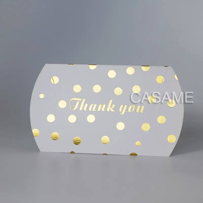 

Dot Stripe foil gold candy Box craft gift Pillow Shape Wedding Favor Gift Boxes pie Party Box bags