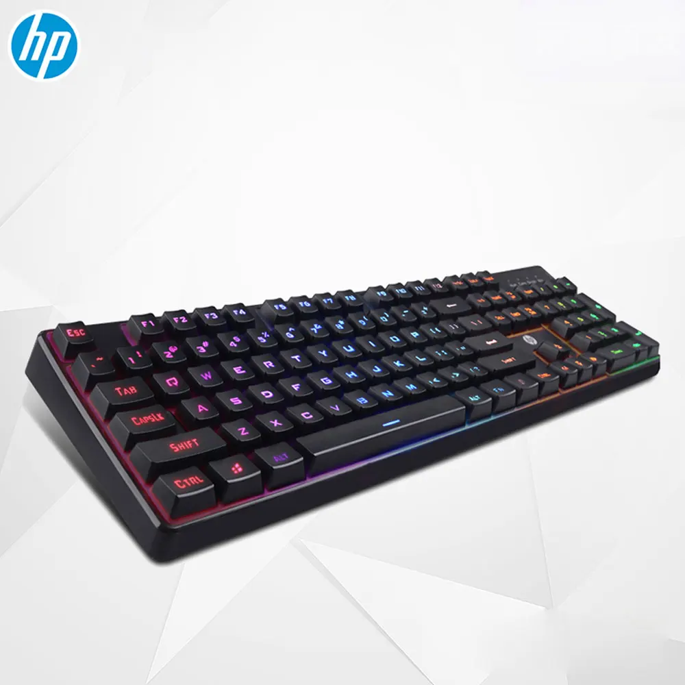 Hp K300 Проводная Водонепроницаемая игровая клавиатура механический эргономичный дизайн светодиодный с подсветкой 104 клавиш компьютерная геймерская клавиатура