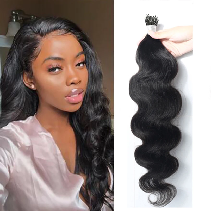 

Nano Ring Hair Extension Machine Made Brazilian Remy Body Wave Hair Extensions For Women Natural & Brown Colors Hair