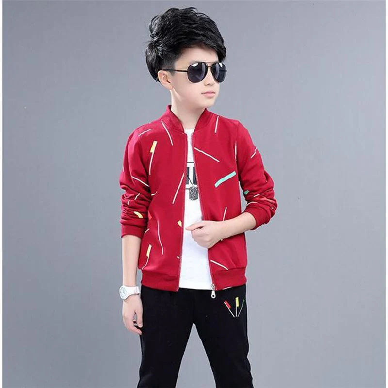 

Spring Autumn Streetwear fashion boys clothes Mandarin Collar Zipper Coat Full T-shirt trousers Three piece set kids clothes