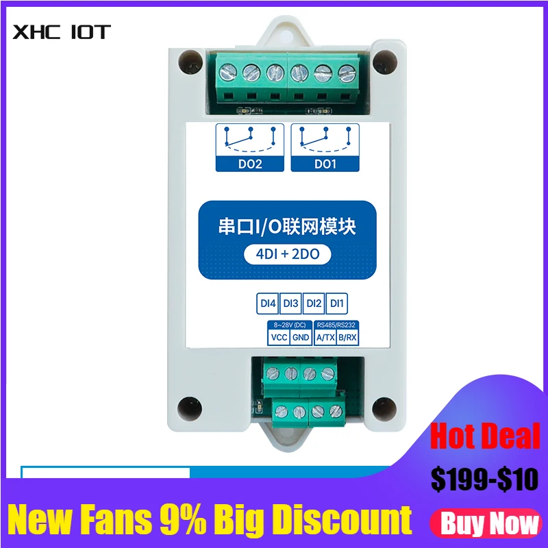 

4DI+2DO RS485 Modbus RTU Industrial Grade Serial Port I/O Networking RS485 Interface MA01-AXCX4020XHCIOTRail Installation