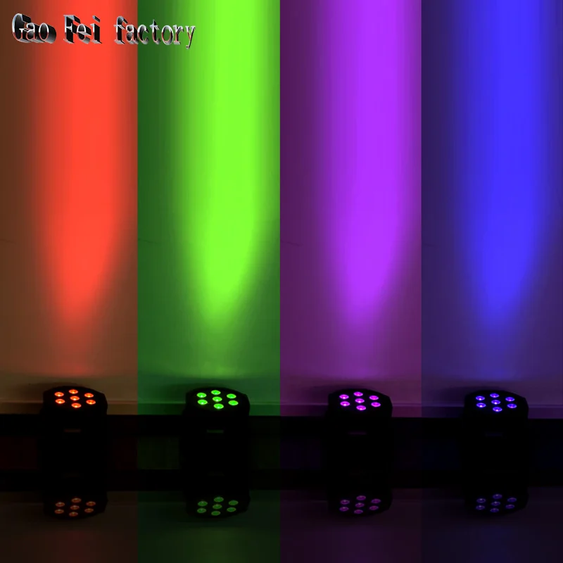 DMX Control LED Par 7x12W RGBW 4IN1 Luxury DMX 8 Channels LED Flat Par Light(6pcs/lot